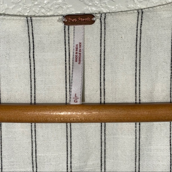 Free People Wrap Pinstripe Cotton Midi Dress - Picture 9 of 14